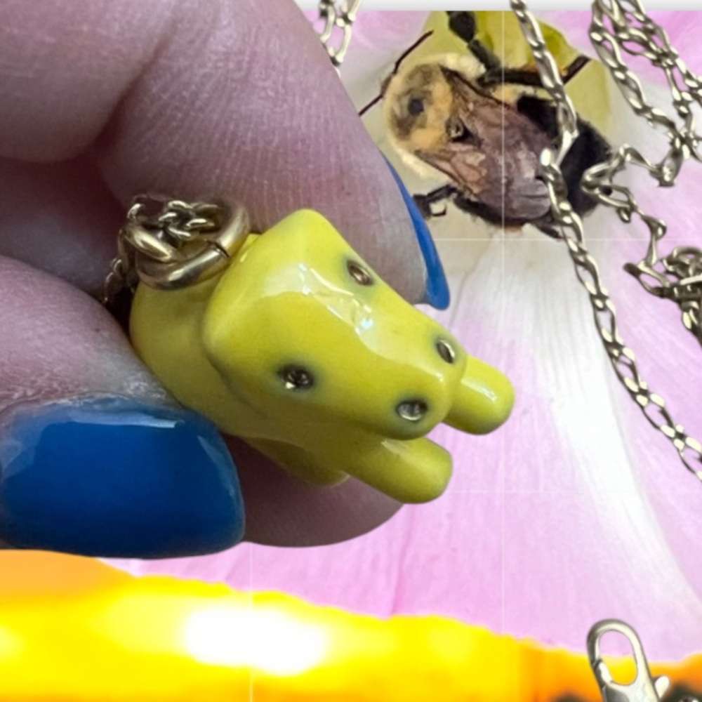 J Crew Vintage Yellow Hippo Pendant